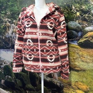 Aztec Patterned Zip-Up Hoodie